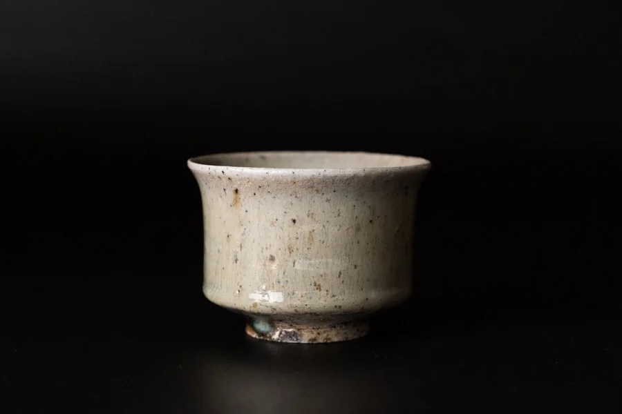 Siyah fonda el yapımı bir guinomi, sake kadehi.